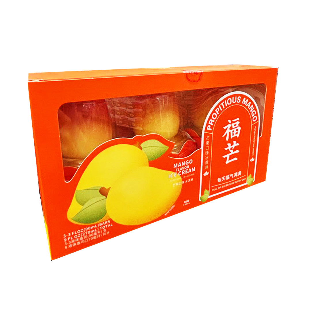 RD International Market Propitious Mango Mango Flavor Ice Cream Bars in orange packaging